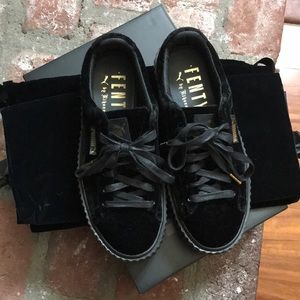 Puma by Rihanna Fenty Black Velvet Gold Creeper